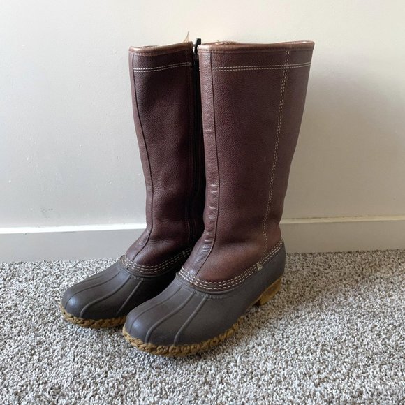 L.L. Bean Shoes - LL Bean | Leather Shearling Lined Winter Duck Boots Tall - Size 8